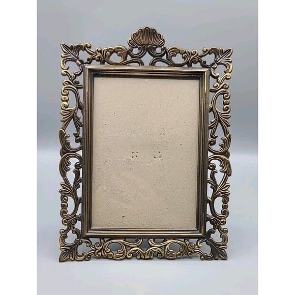 Antiqued Gold Ornate Photo Frame Scroll Swirls Accents Victorian - Picture 1 of 16
